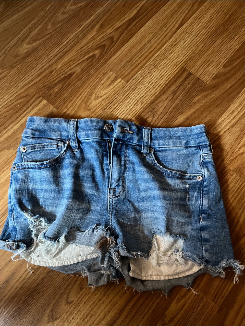 American Eagle Outfitters Distressed Light Blue Denim Shorts